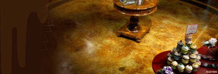 Brown stained concrete floor